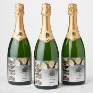 Foton, 16:e födelsedag Black Guld Glitter Champagn