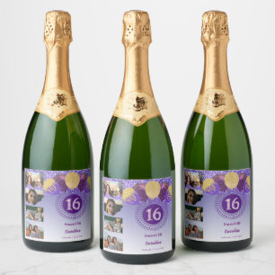 Foton, 16:e födelsedag Lila Glitter Champagne