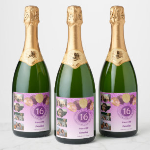 Foton, 16:e födelsedag Rosa Glitter Champagne