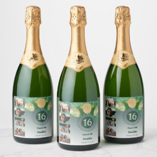 Foton, 16:e födelsedagen Grönt Glitter Champagne