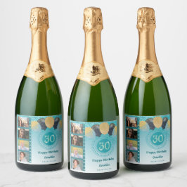 Foton, 30års födelsedag Teal Blue Glitter Champagn