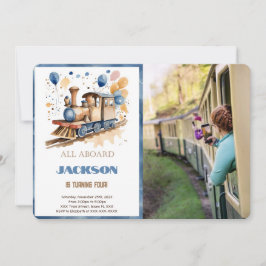 Foton 4e födelsedagen Tåg Inbjudningar