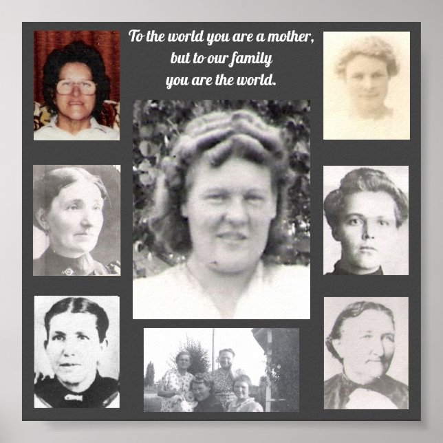 Foton av Mor Quote Collage Grått Ram Poster (Framsidan)