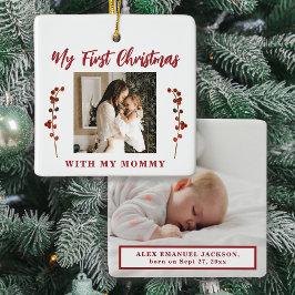 Foton baby 2 och mamma 2, första jul julgransprydnad keramik