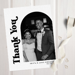 Foton Bröllop i svartvitt och Retro-format Tack Kort
