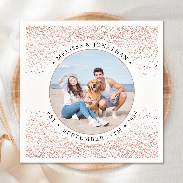 Foton bröllop Personlig Ro Guld Glitter Pappersservett (Skapare uppladdad)