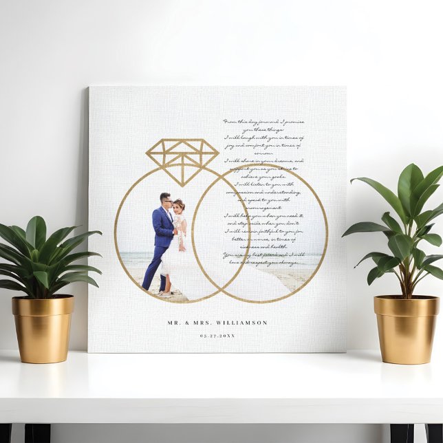 Foton elegant bröllop Vows Guld Diamond Ringar Pho Canvastryck (Elegant Wedding Vows Gold Diamond Rings Photo Canvas Print)