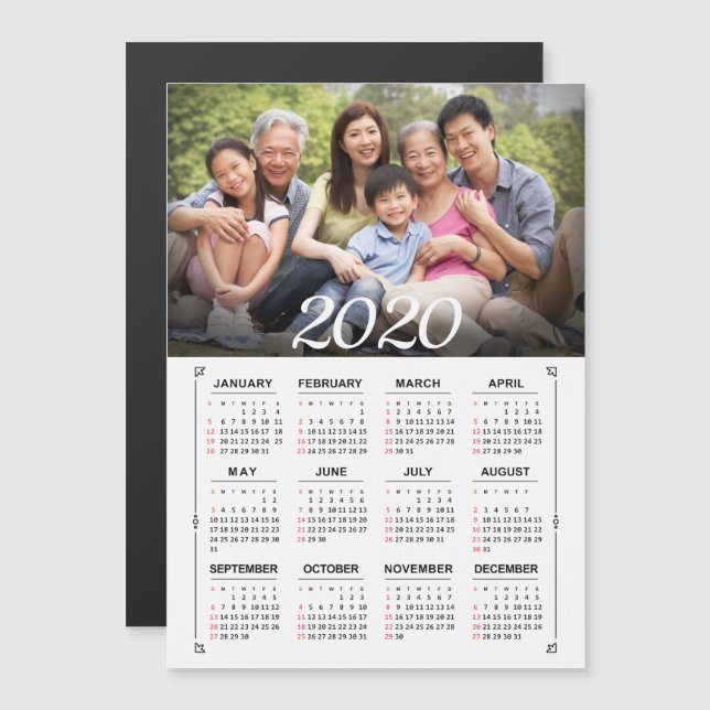 Foton för 2020 års kalender - anpassa magnet (Fram/baksida)