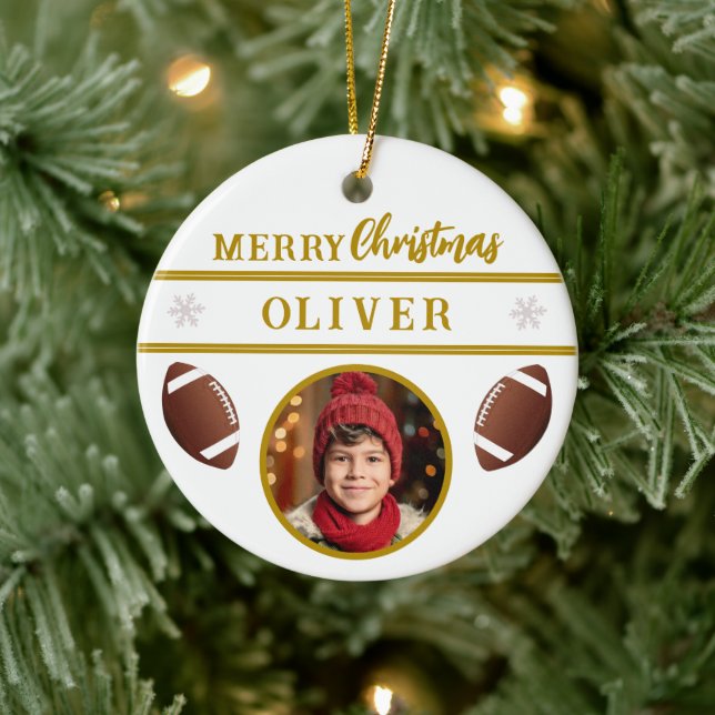 Foton för Anpassat namn för fotboll Boll God jul Julgransprydnad Keramik (Träd)