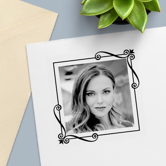 Foton för Anpassningsbarna Hörn Swirls Square Ram Självfärgande Stämpel (Skapare uppladdad)