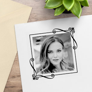 Foton för Anpassningsbarna Hörn Swirls Square Ram Stämpel