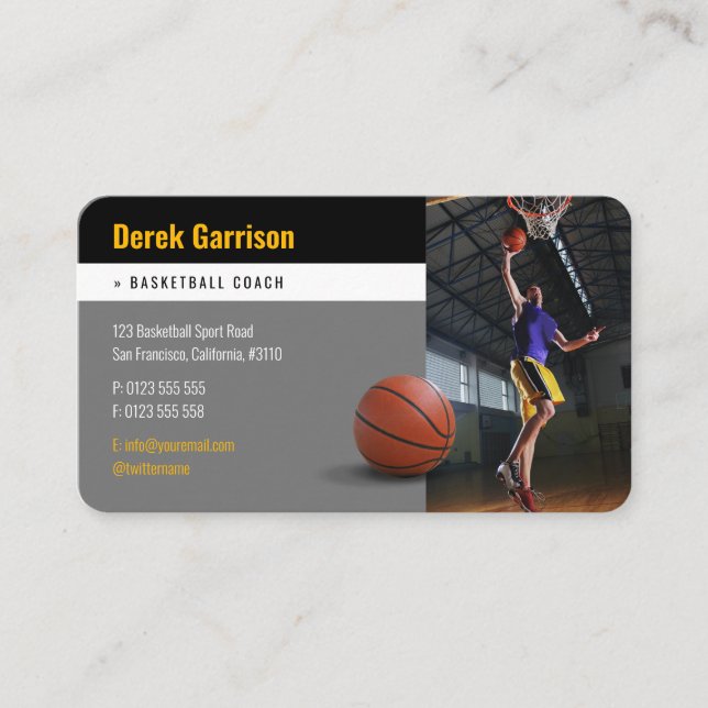 Foton för basketbollspelaren | Basketball Coach Bu Visitkort (Framsida)