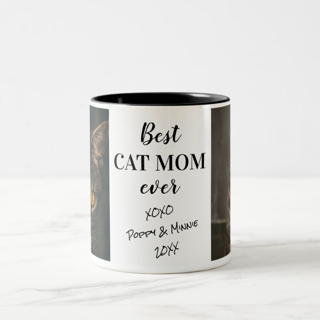 Foton för bästa Kat Mamma någonsin-Personlig Två-Tonad Mugg (Center)