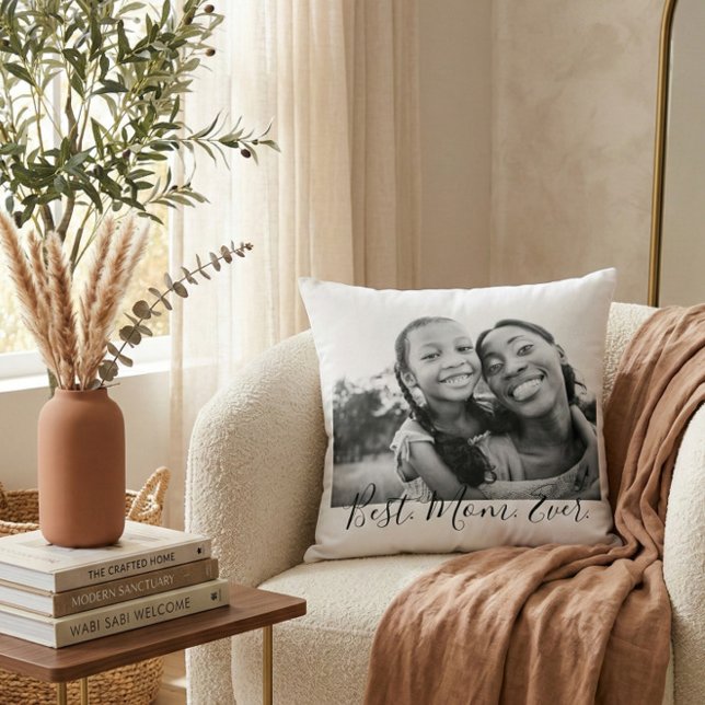 Foton för bästa Mamma någonsin i svartvitt Kudde (Skapare uppladdad)