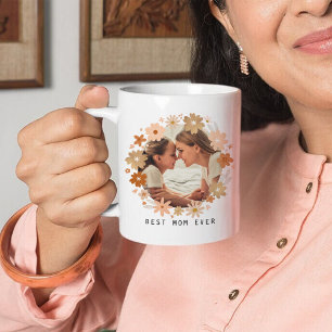 Foton för bästa Mamma någonsin Rosa Guld Cute Blom Kaffemugg