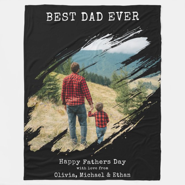 Foton för bästa Pappa någonsin penseldrag Fleecefilt (Framsidan)