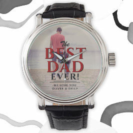 Foton för bästa Pappa någonsin Red Typography Far' Armbandsur