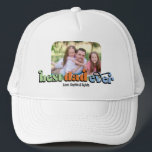 Foton för bästa Pappa någonsin-retro-text Keps<br><div class="desc">Den här fotohatten ger en perfekt till pappa! Utformningen har ett foto med rundade hörn och texten "bäst pappa någonsin". Anpassa till barnens namn.</div>