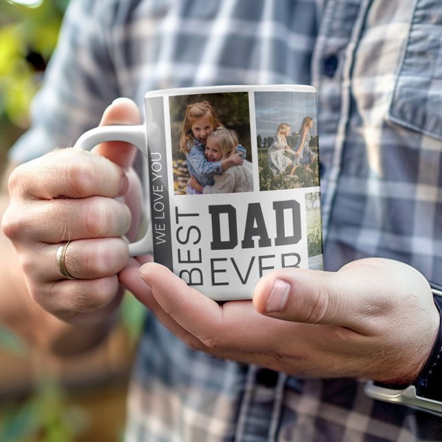 Foton för bästa Pappa-Personlig Kaffemugg (Create your own Best Dad Ever Personalized Photo Collage Mug by MINTIC DESIGN STUDIO)