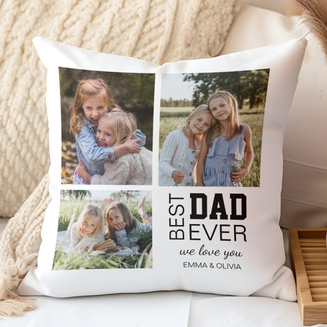 Foton för bästa Pappa-Personlig Kudde (Create your own Personalized Photos Best Dad Ever Throw Pillow by MINTIC DESIGN STUDIO)