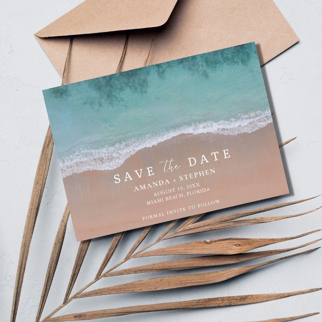 Foton för Beach Destination Wedding Photo Meddelande (Beach Destination Wedding Photo Save the Date)