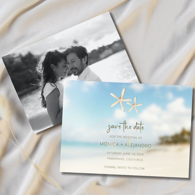 Foton för Beach Destination Wedding Photo Spara Datumet (Beach Destination Wedding Photo Save The Date)