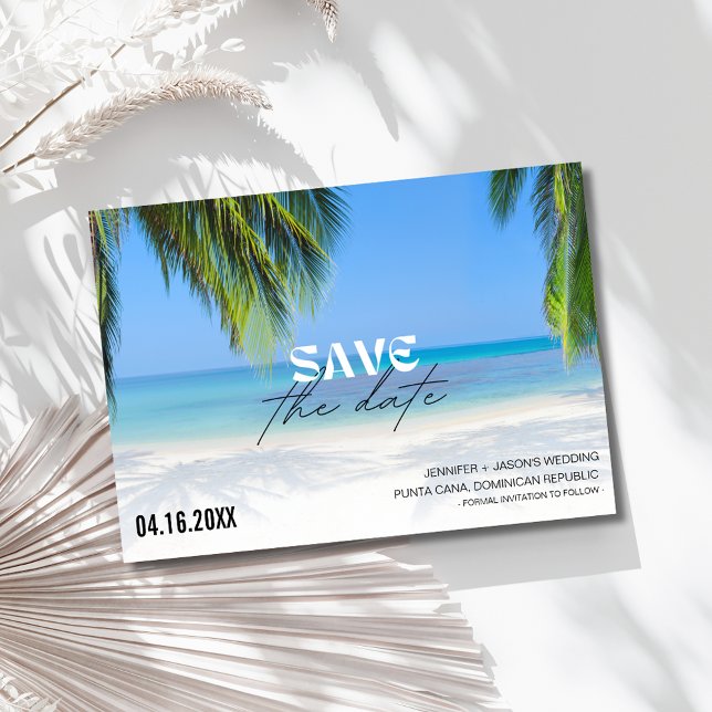 Foton för Beach Destination Wedding Photo Spara Datumet (Beach Destination Wedding Photo Save The Date)