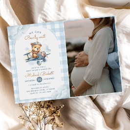 Foton för Blue Boy Baby Shower Nalle för flygplan Inbjudningar