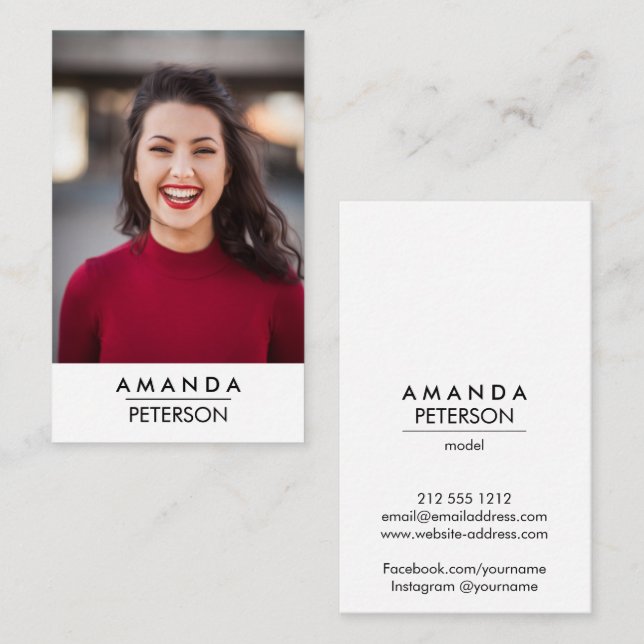 Foton för dansare för Actor-modeller Visitkort (Fram/baksida)