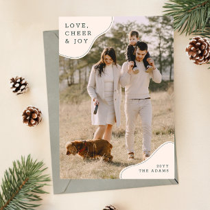 Foton för den minimalistiska Beige-julfamiljen Julkort