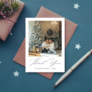 Foton för elegant Script-julfamiljen Tack Kort