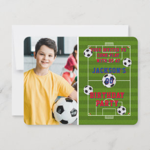 Foton för fotboll Födelsedagsfest Photo Inbjudningar