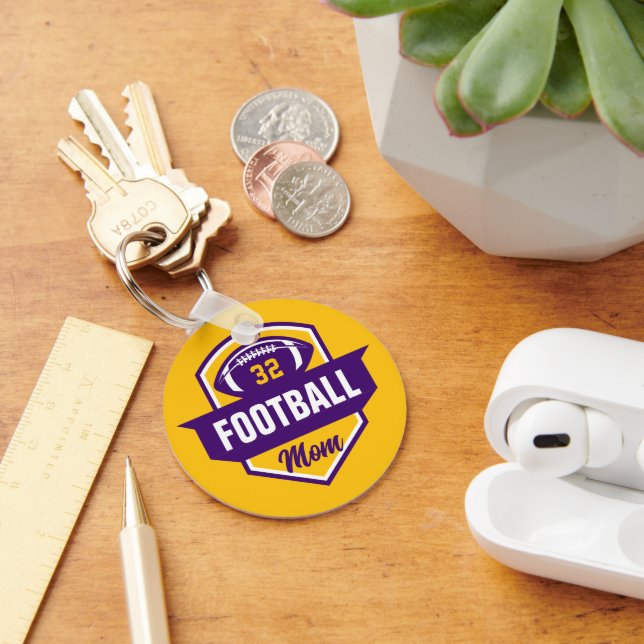 Foton för fotboll för lila och Guld, Mamma Jersey  Nyckelring (Skrivbord)