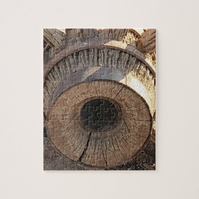 Foton för gammala västern Wagon Wheel Photo Pussel (Vertikal)