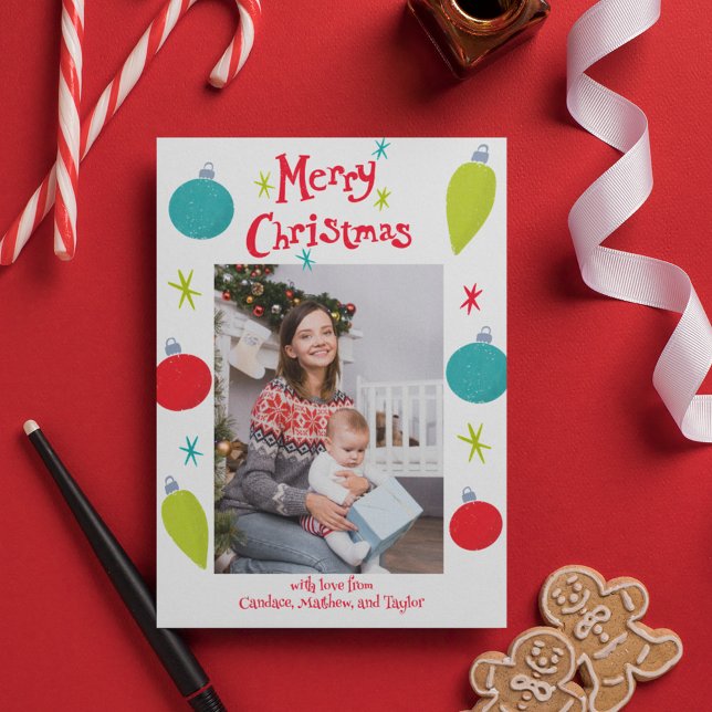 Foton för god jul Retro-ornament Julkort (Skapare uppladdad)