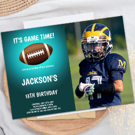 Foton för grönt Light Football Birthday-inbjudan Inbjudningar