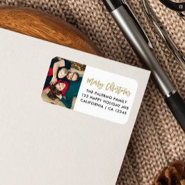 Foton för guld-julskript, typografi adressetikett