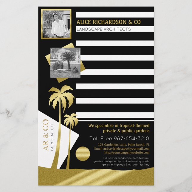 Foton för Guld Tropical Handflatan Träd Beach Inst Brevpapper (Framsida)