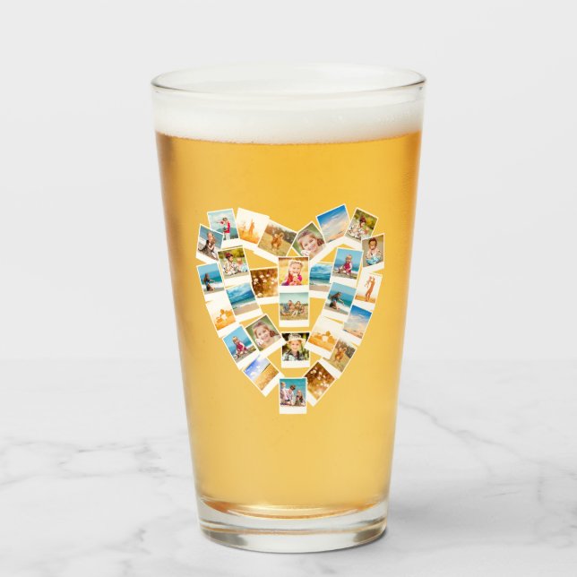 Foton för hjärtformade Photo Collage Family Photos Glaskopp (Framsida fylld)