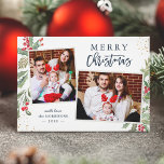 Foton för julfamiljen Multi Färg Winter Berries Julkort<br><div class="desc">Skicka ditt önskemål/meddelande till jul med det här botaniska fotoportet Winter Mistletoe som har Watercolor Blommigt och Berries med lite Guld Confetti för att belysa ditt hälsning-budskap.</div>