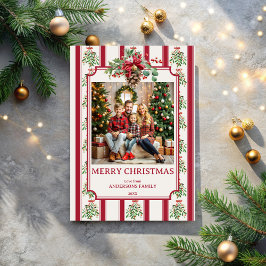 Foton för jullrött retro rand gräs julkort