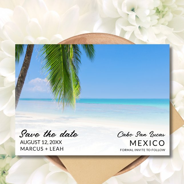 Foton för Mexiko Destination Beach Wedding Photo Spara Datumet (Mexico Destination Beach Wedding Photo Save The Date)