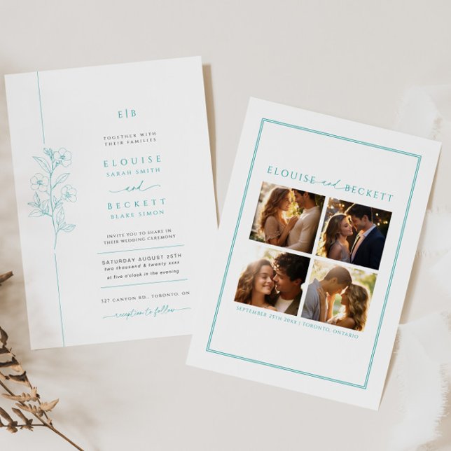 Foton för minimal Blommigt för annonsering av veck Inbjudningar (Skapare uppladdad)