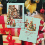 Foton för nostalgiskt Retro Jultomten God jul Julkort<br><div class="desc">Cute! Beklagligt,  tro Jultomten med Julgran och candy cane och ditt familjefoto på framsidan och din julhälsning och nyårens budskap på motsatt sida tillsammans med ett sött älv. Enkel personlig med mallen fält. Audrey Jeanne Roberts är grafiskt designad av internationellt licensierad konstnär och formgivare ©</div>