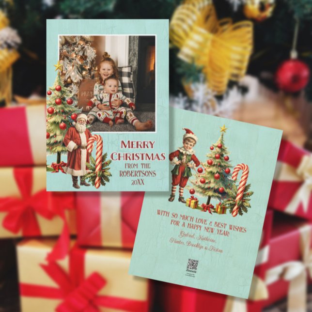 Foton för nostalgiskt Retro Jultomten God jul Julkort (Skapare uppladdad)