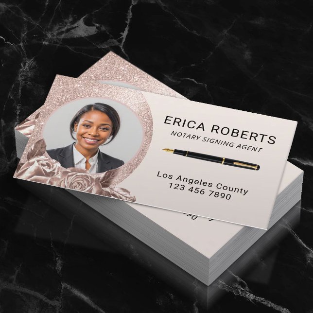 Foton för notär signering av Agent  Ro Guld-Blommi Visitkort (Skapare uppladdad)