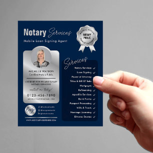 Foton för notary Loan Signing Agent Navy & Silver Flygblad