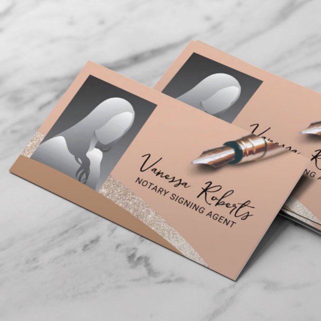 Foton för notary Signing Agent Elegant Peach Färg Visitkort (Skapare uppladdad)