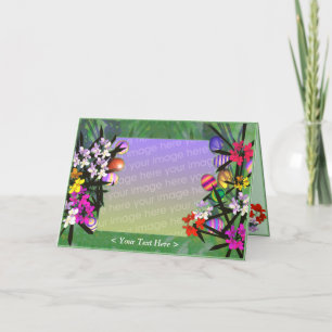 Foton för påskägg och blommor helgkort