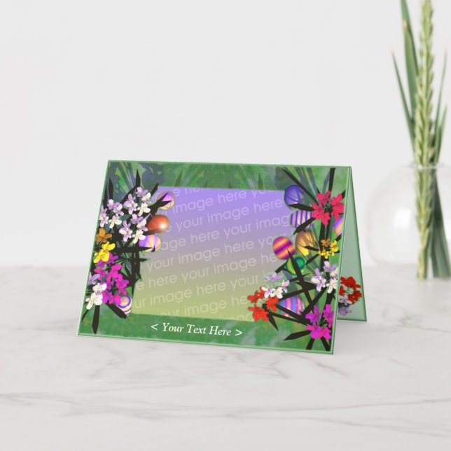 Foton för påskägg och blommor helgkort (Framsida)